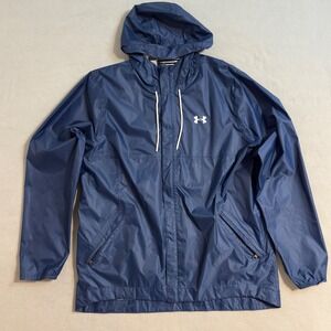 Under Armour Mens XL Storm Proof Water Resistant Full Zip Hooded Jacket Blue